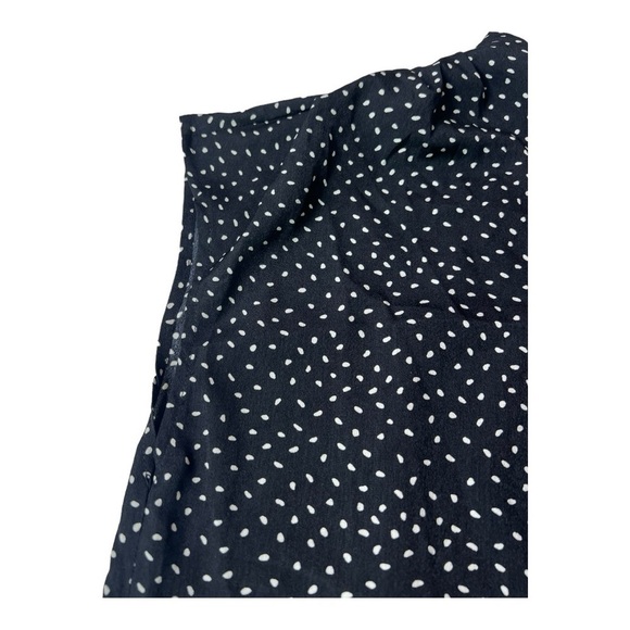 Boxy Black White Polka Dot Blouse Stand Up Collar by Lush Womens Small NWOT - Picture 7 of 15